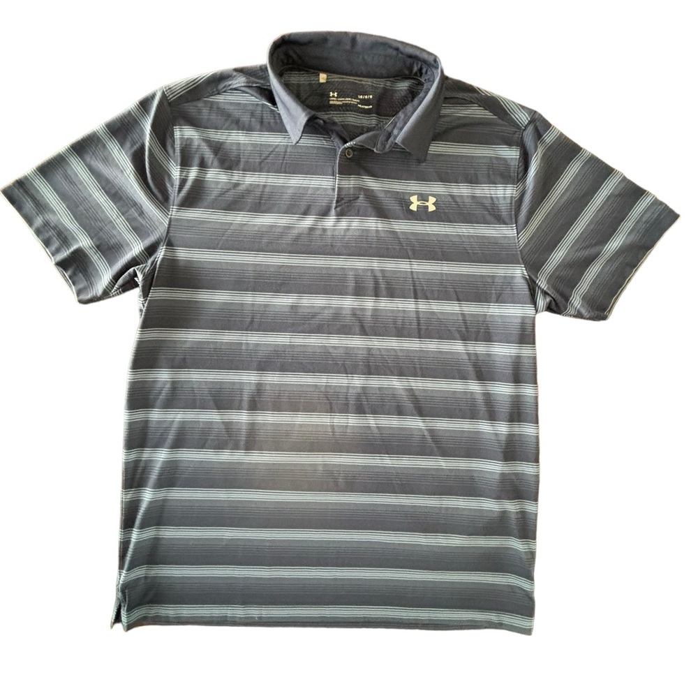 Under Armour-striped golf polo- Large‎